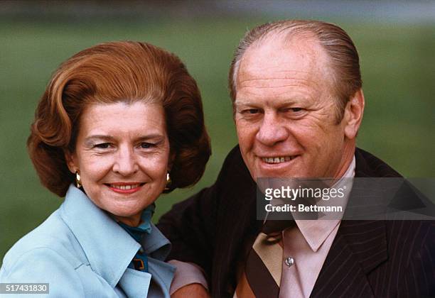 President Gerald R. Ford, and his wife, Betty Ford, pose for a portrait on the south lawn of the White House.