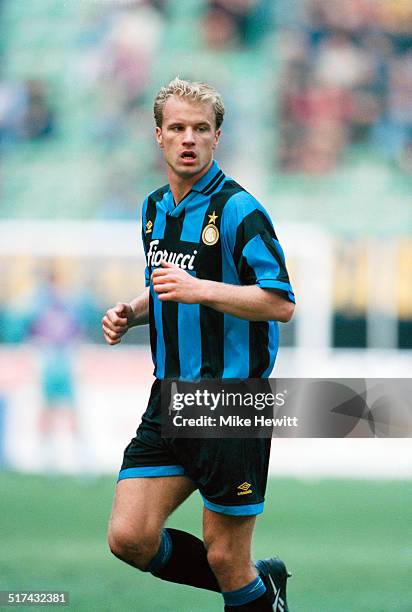 Dutch footballer Dennis Bergkamp of Inter Milan during a Serie A match against AC Reggiana at the Stadio Giuseppe Meazza, Milan, 30th October 1994....