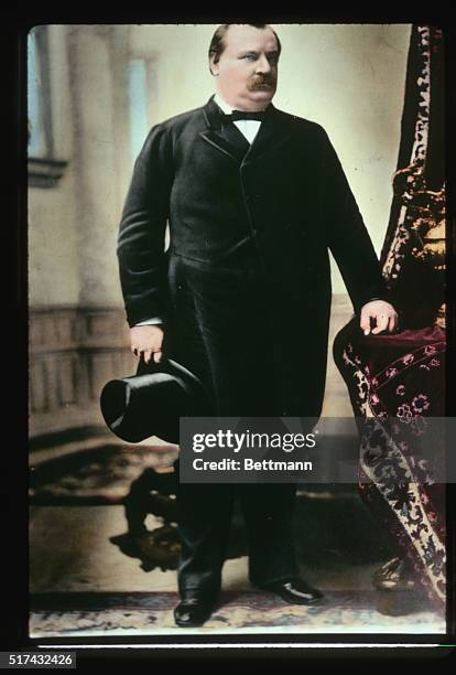 Full-length portrait of President Chester Alan Arthur , who took office after Garfield's assassination. Painting by Balling. Undated color slide.