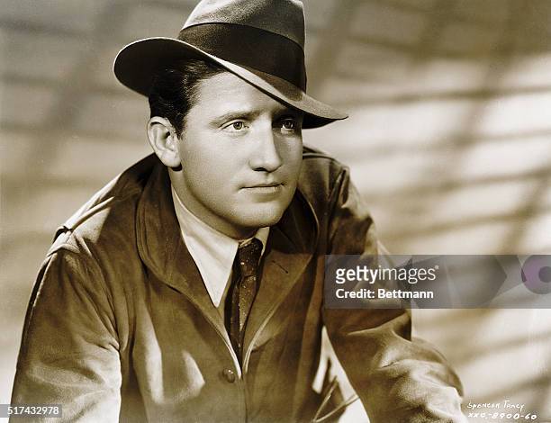 Photo shows Spencer Tracy in a publicity handout from the movie "Looking for Trouble." "Joseph M. Schneck presents a Darryl F. Zanuck production....