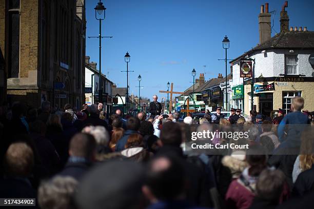 The Arch-Bishop of Canterbury delivers a prayer after a March of Witness through the town centre on March 25, 2016 in Sittingbourne, England....