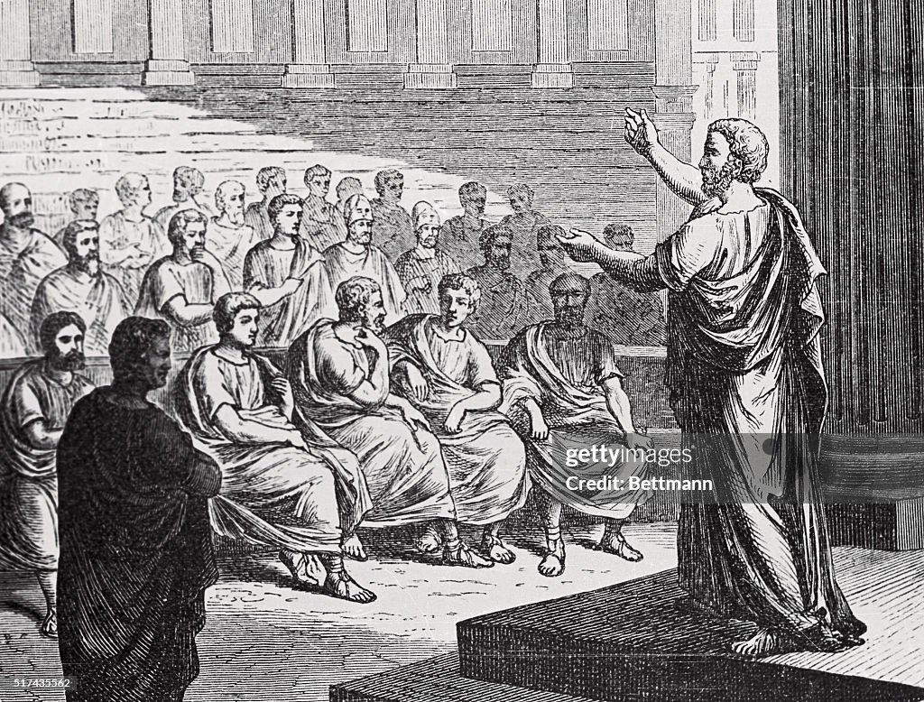 Demosthenes Delivering His Oration Against Philip of Macedonia