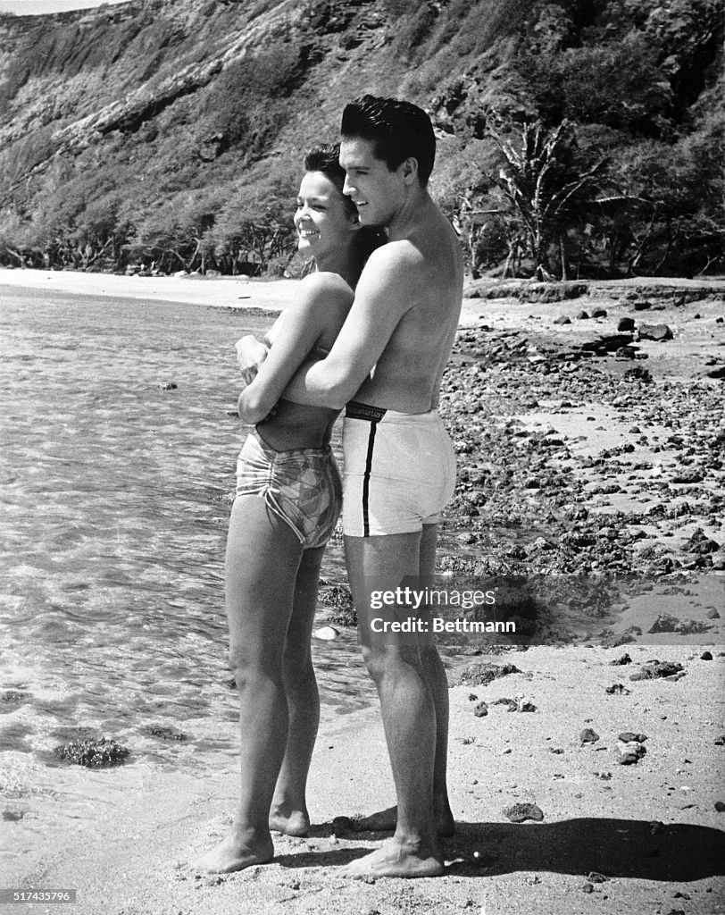 Elvis Hugging Joan Blackman in Blue Hawaii