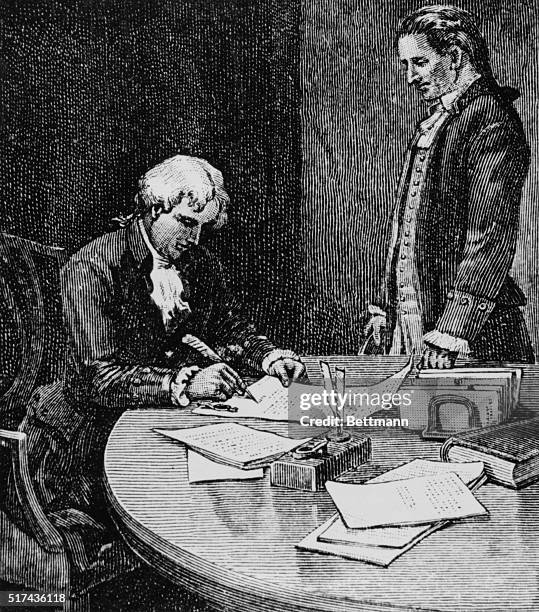 Thomas Jefferson signing the Louisiana Purchase papers.