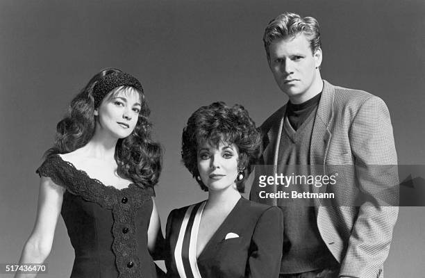 Joan Collins stars as Alexis Colby, and Emma Samms and Al Corley as her children, in Dynasty: The Reunion, a new, four-hour television event airing...