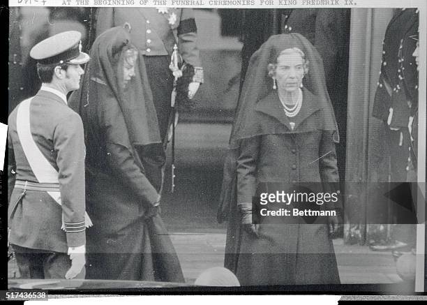 Members of the Royal Family. Copenhagen: Denmark's new monarch, Queen Margrethe II, her mother, Queen Ingrid , and the young queen's consort, Prince...