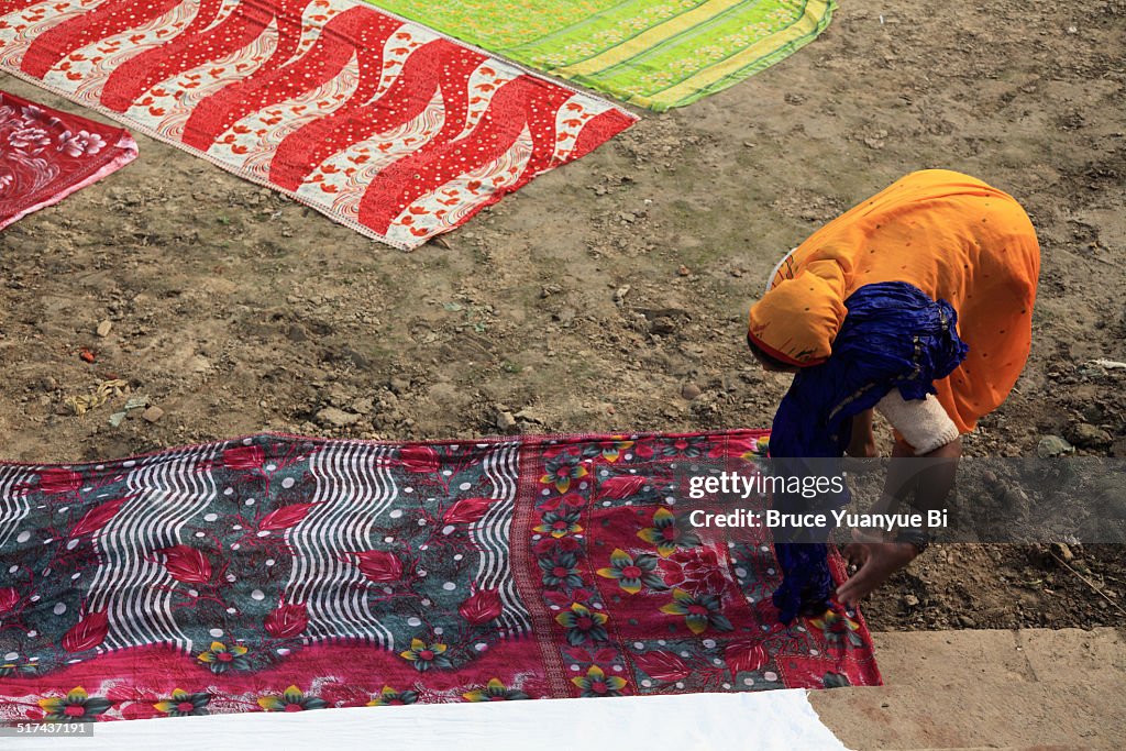 Drying Saris on the bank of River Ganges