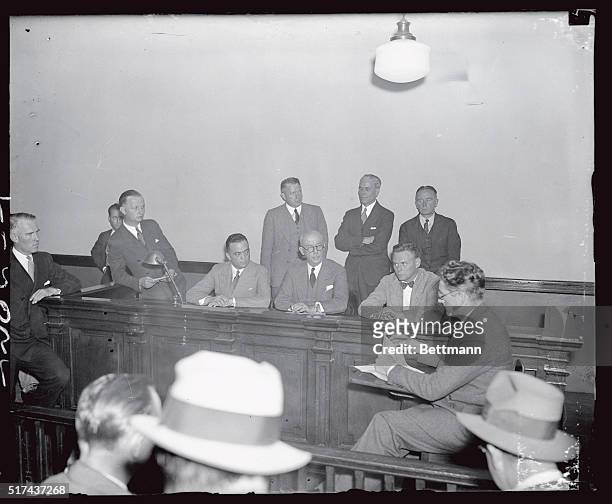 Left to right; J. Edgar Hoover, head of the Department of Justice; General John J. O'Ryan, Police commissioner of New York and Colonel Norman...