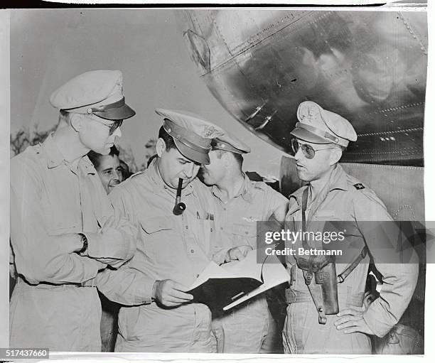 Brigadier General Thomas S. Power , the Senior Officer on the March 10th attack on Tokyo and leader of B-29 units from Guam, gives a resume of the...