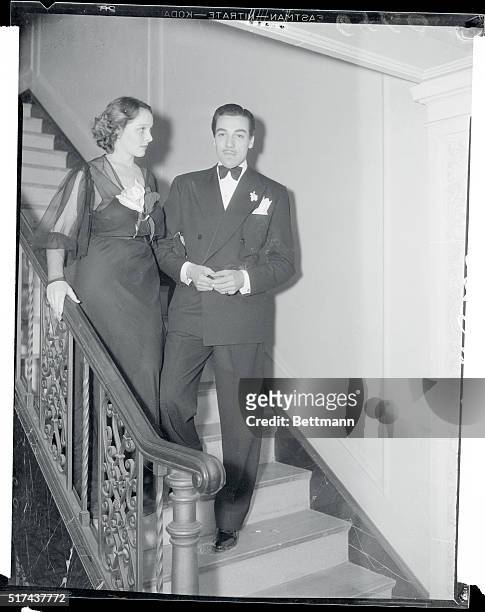 Sally Blane and Cesar Romero at the Mayfair party at the Beverly Wilshire Hotel.