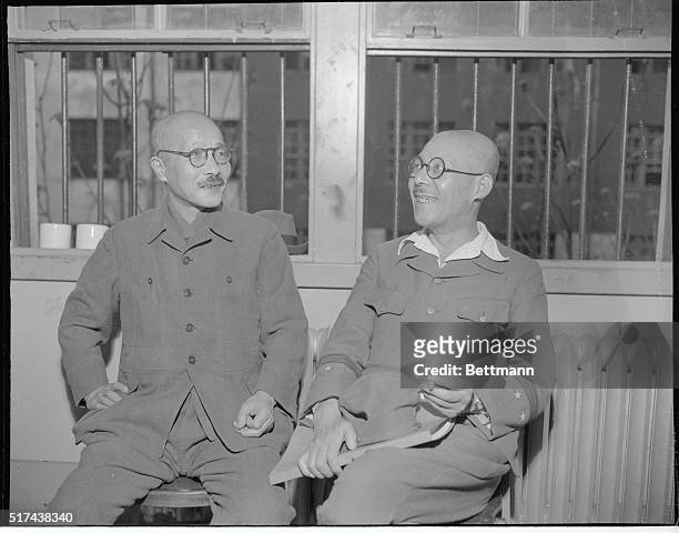 On Trial Before Allied court. Tokyo, Japan: Two of the defendants in the Jap war criminal trials, now being heard before the International Military...