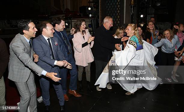 Sarah Jane Shanks with Josh Rhodes, Edie Brickell and Walter Bobbie during the Broadway Opening Night Actors' Equity Gypsy Robe Ceremony honoring...