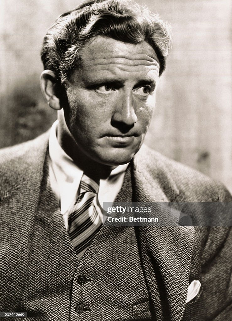 Portrait Showing Unique Expression of Actor Spencer Tracy