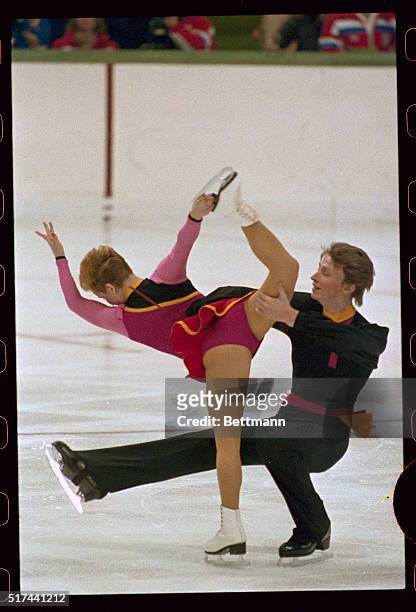 World pairs champions Yalena Valova and Oleg Vasilyev of the USSR during their short program at the Olympics 2/10.