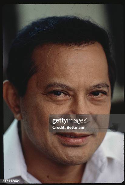 Manila: Opposition leader head shot Unido President Salvador Laurel during press conference June 22, 1984.