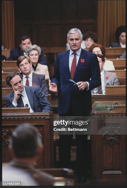 Ottawa, Canada: John Turner, Opposition leader, speaking in the Canadian House of Commons.
