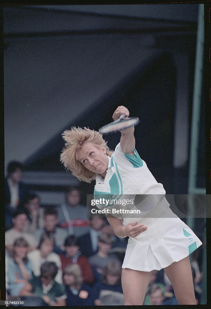 Martina Navratilova During a Wimbledon Match