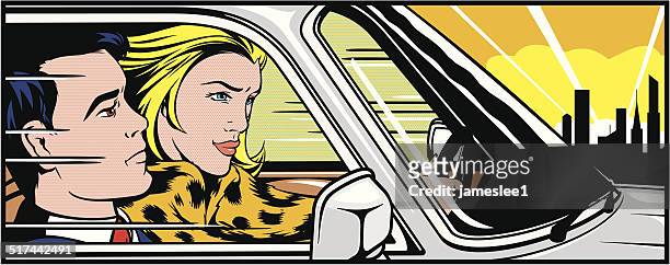 stockillustraties, clipart, cartoons en iconen met woman driving a man around - strip