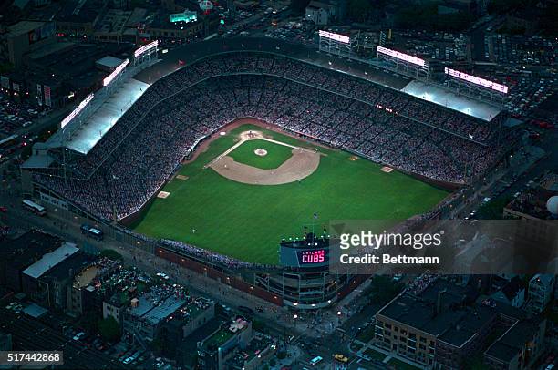 Chicago: The lights are switched on at Wrigley Field as the Cubs host the Phillies in the first night game ever at the ballpark. The lights ended a...