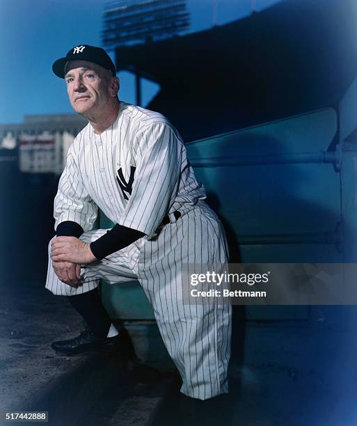 Casey Stengel, Yankee baseball manager is shown in this close-up.