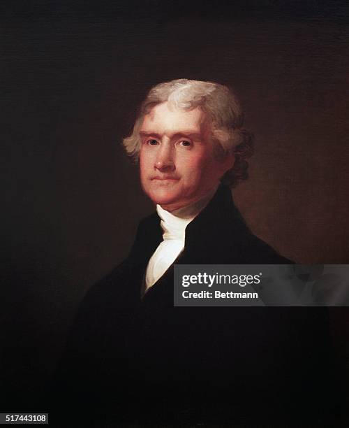 Portrait of Thomas Jefferson , third president of the US . Painting by Asher B. Durand .