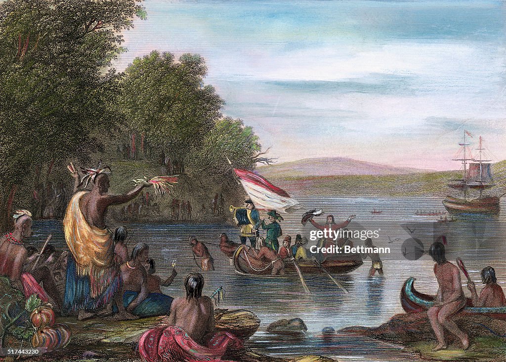 Henry Hudson Greeted By Native Americans
