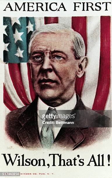 Woodrow Wilson Campaign poster, with the slogan "AMERICA FIRST -- Wilson, That's All!" Undated color slide.