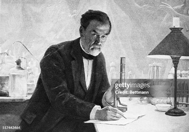 Louis Pasteur in his laboratory study. Undated painting.