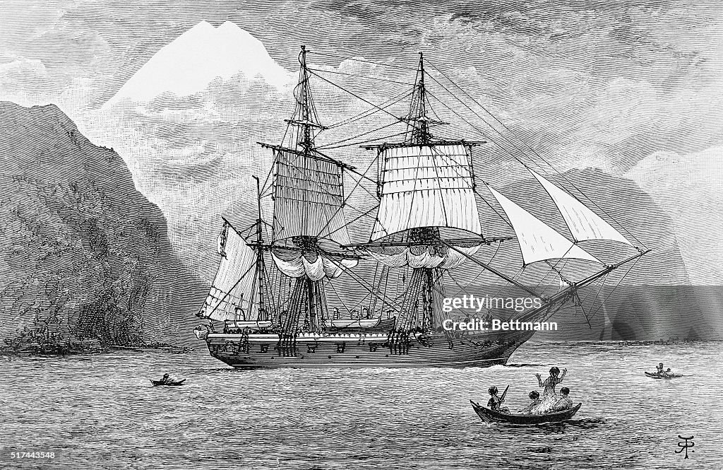HMS Beagle in Straits of Magellan