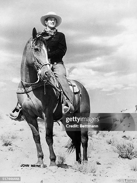 John Wayne in a scene from a western movie. Undated film still.