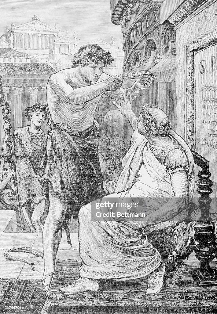 Woodcut After Julius Caesar Refusing Imperial Crown by Tadema