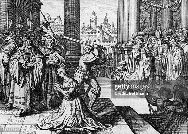 Anne Boleyn's execution, may 15, 1536. Copper engraving.