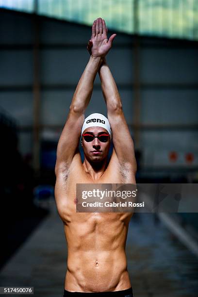 Swimmer Martin Naidich of Argentina poses during an exclusive portrait session at CeNARD on March 16, 2016 in Buenos Aires, Argentina.