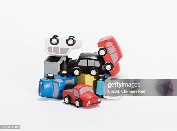 eight toys cars in a pile up accident - toy car accident stock pictures, royalty-free photos & images