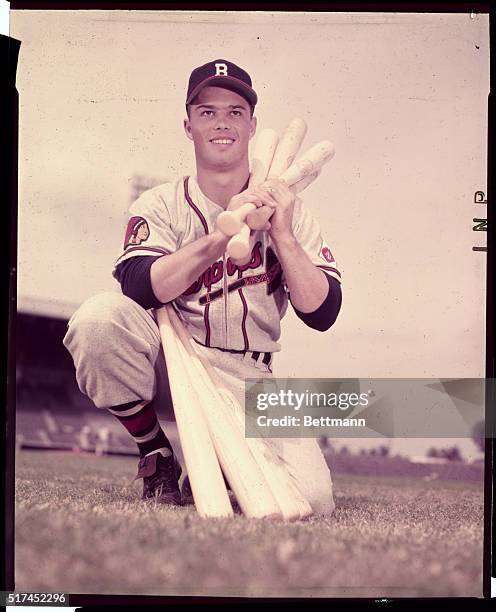 Ed Mathews of the Boston Braves is shown in this photograph.