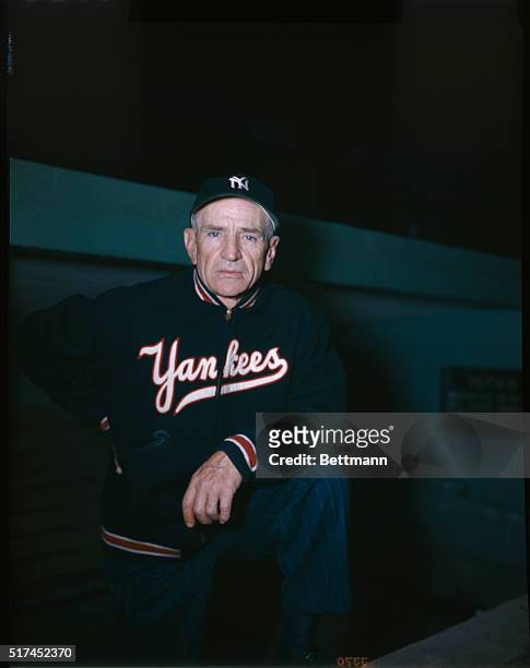 Casey Stengel, the new manager of the New York Yankees is shown in his Mets attire.