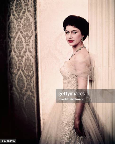 Princess Margaret of England, closeup portrait for release. UPI color slide.