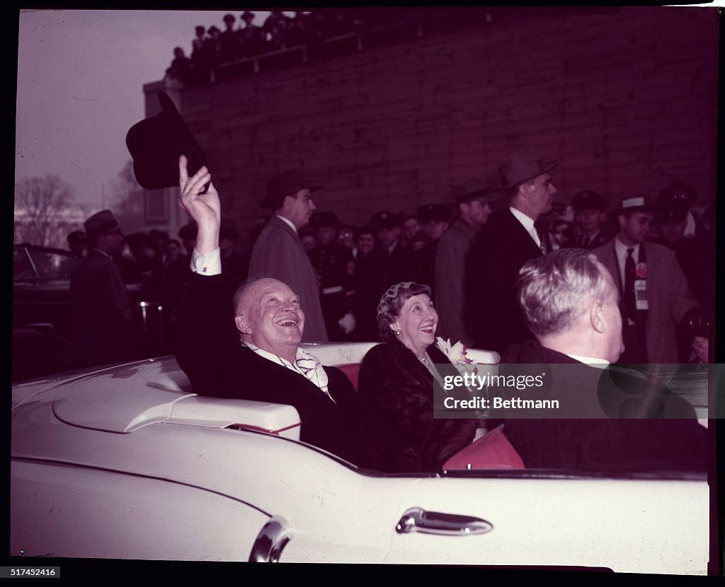 Dwight D. Eisenhower and Wife Riding in Car