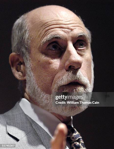 Vinton Cerf, whose pioneering work in computers has led him to be called a "Father of the Internet," speaks to students at Temple University November...