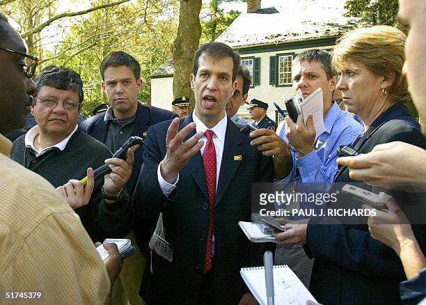 This 01 October 2004 file photo shows Ken Mehlman , US President George W. Bush's campaign manager, responding to reporters' questions in Allentown,...