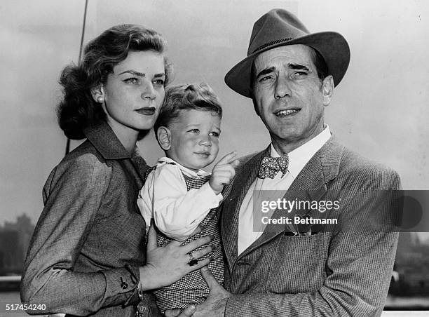 Humphrey Bogart, accompanied by his wife, Lauren Bacall and son, Steven, having bested heat, mosquitos and other assorted hazards during their nine...