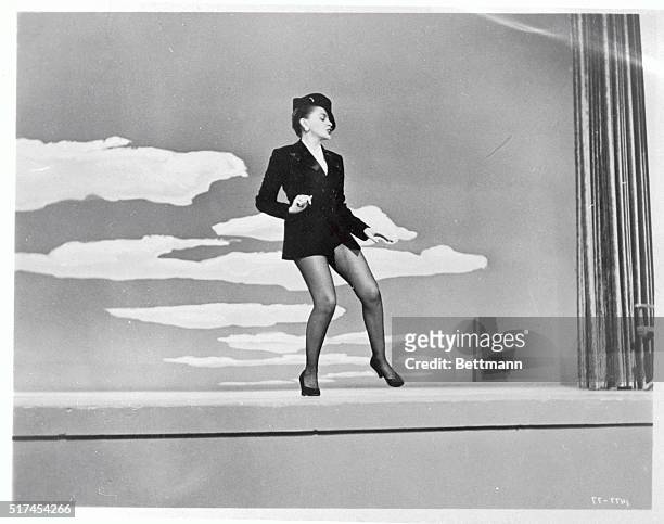 Singer and actress Judy Garland on stage dancing in MGM's "Summer Stock" in 1951.