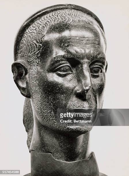 Bronze statue of the head of the famous Roman ruler Julius Caesar , in Rome's Barrocco Museum, who was assassinated by a group of nobles in the...