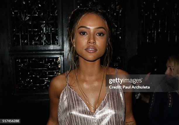 Actress / Model Karrueche Tran attends the Perez Hilton birthday celebration at Blind Dragon on March 24, 2016 in West Hollywood, California.