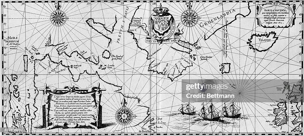 Map Of Henry Hudson's Discoveries