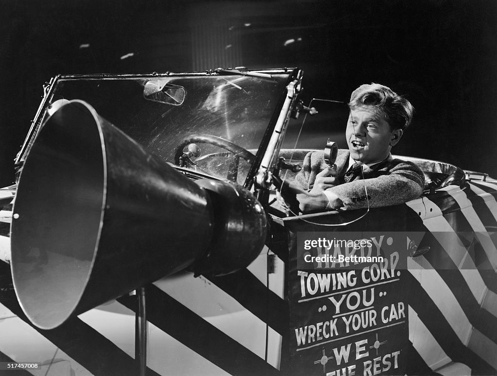 Mickey Rooney Riding in Car