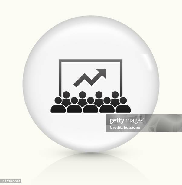 presentation icon on white round vector button - shareholder presentation stock illustrations
