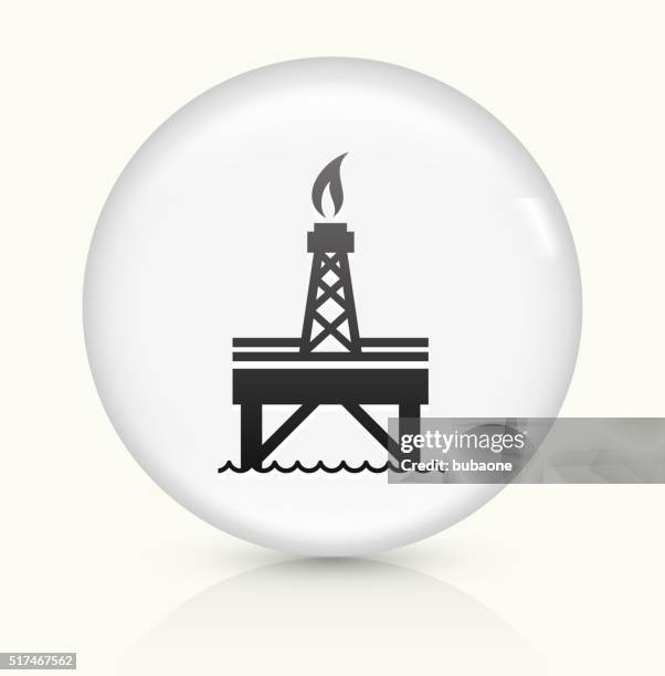 oil pump icon on white round vector button - hydraulic fracturing icons stock illustrations