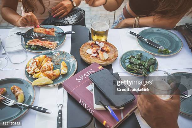 tapas in barcelona, spain - tapas spain stock pictures, royalty-free photos & images