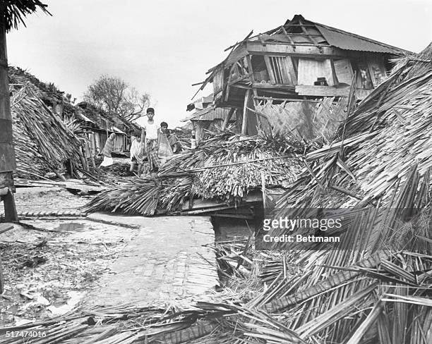 International Development Association , Washington, D.C. Typical damage to native dwellings as a result of the cyclone which ravaged East Pakistan...